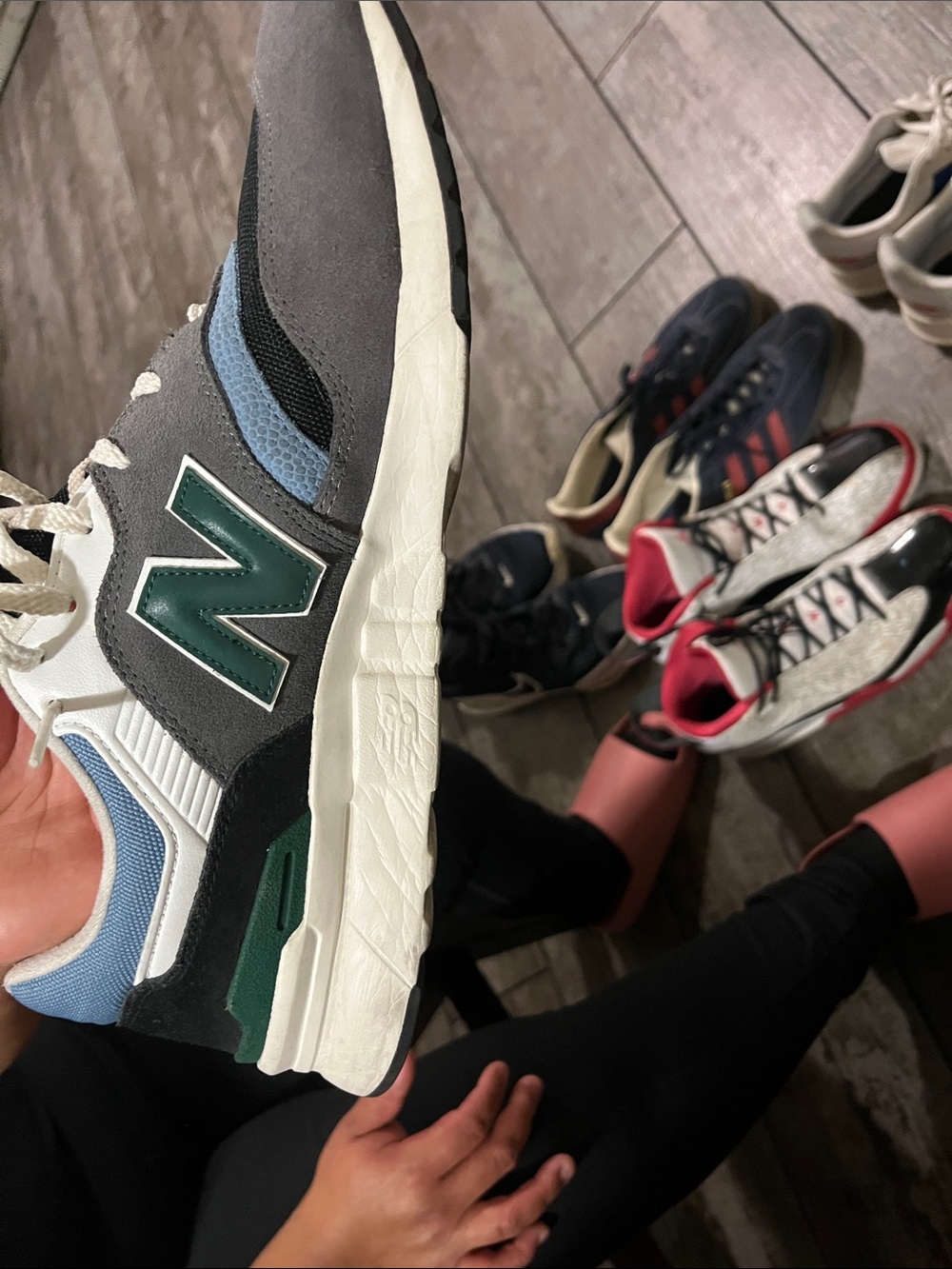 New Balance Men’s Gray, Black & Green Retro Runner Sneakers - Picture 5 of 7